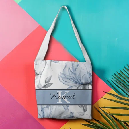 Watercolor Floral Customized Full Print Canvas Sling Bag for Women & Men