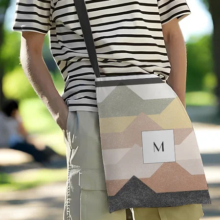 Abstract Mountains Design Customized Full Print Canvas Sling Bag for Women & Men