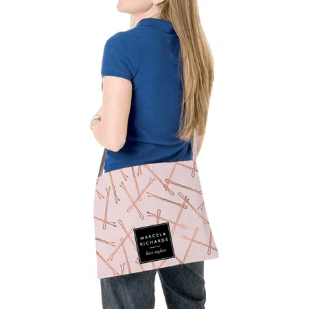 Chic Rose Gold Bobby Pins Pink Customized Full Print Canvas Sling Bag for Women & Men