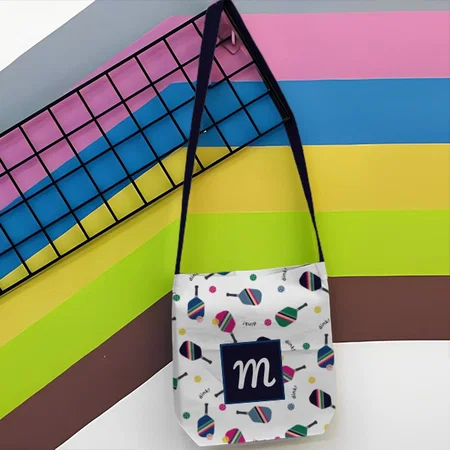 Pickleball Design Customized Full Print Canvas Sling Bag for Women & Men