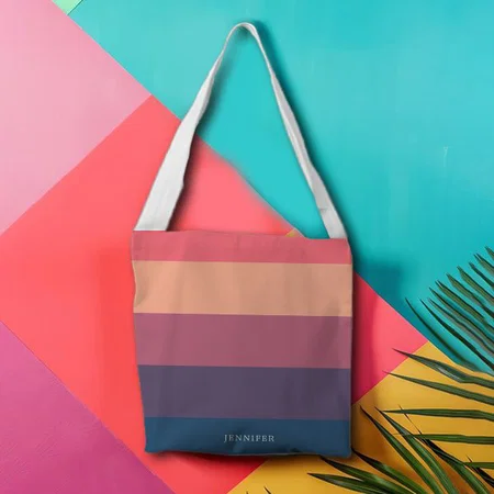 Modern Stripes Customized Full Print Canvas Sling Bag for Women & Men