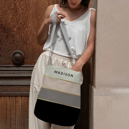 Simple Stripes Pattern Design Customized Full Print Canvas Sling Bag for Women & Men
