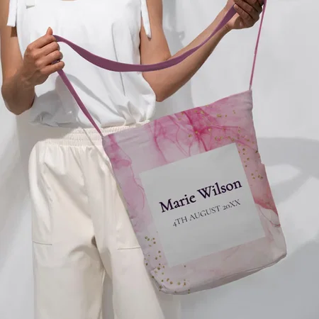Abstract Pastel Pink Purple Customized Full Print Canvas Sling Bag for Women & Men