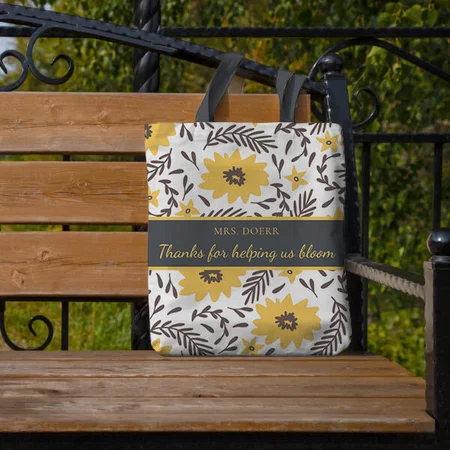 Thanks For Helping Us Bloom Teacher Customized Full Print Tote Bag for Women & Men