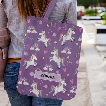 Rose Floral Design with Name Customized Full Print Tote Bag for Women & Men