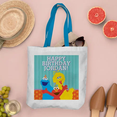 Cartoon Birthday Pattern Customized Full Print Canvas Tote Bag for Women & Men