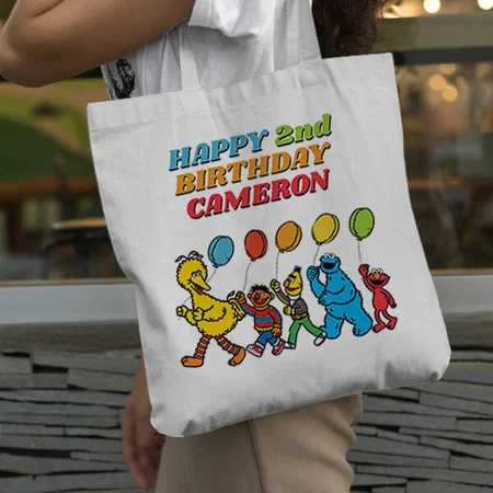 Birthday Balloons Customized Full Print Canvas Tote Bag for Women & Men