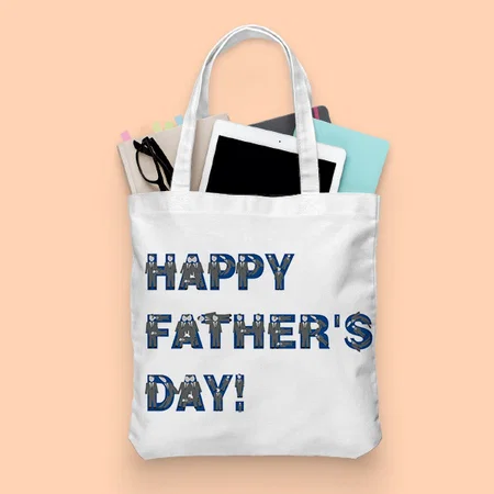 Happy Father's Day Customized Full Print Canvas Tote Bag for Women & Men