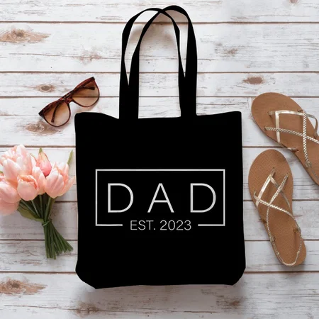 Dad Established Customized Full Print Canvas Tote Bag for Women & Men