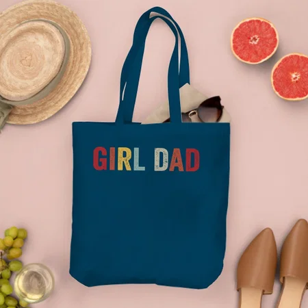 Girl Dad Customized Full Print Canvas Tote Bag for Women & Men