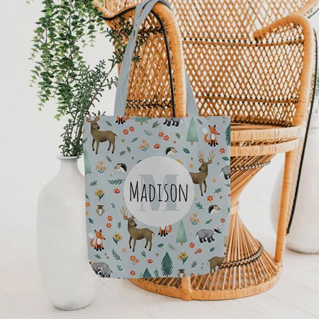Cute and Modern Animals Monogram Customized Full Print Tote Bag for Women & Men