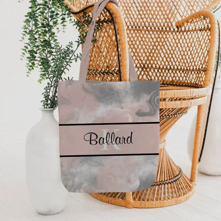 Pink Grey Watercolor Design Customized Full Print Tote Bag for Women & Men