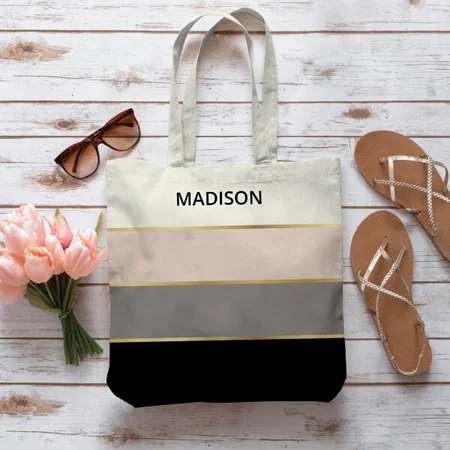 Simple Stripes Pattern Design Customized Full Print Tote Bag for Women & Men