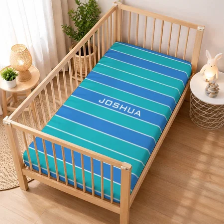 Stripes Pattern Custom Monogram Customized Baby Cot Crib Bedsheet