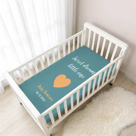 Soft & Cute Custom Name Mint Green Unisex Newborn Customized Baby Cot Crib Bedsheet