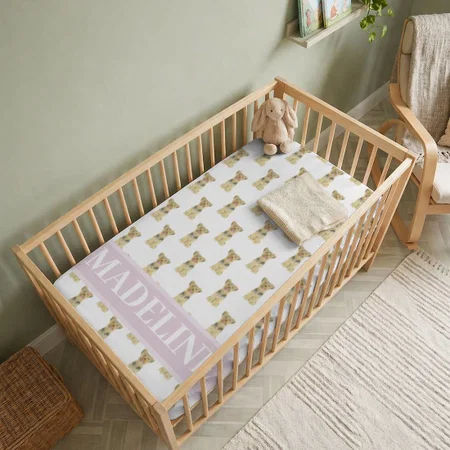 Yorkshire Terrier Pink & White Customized Baby Cot Crib Bedsheet