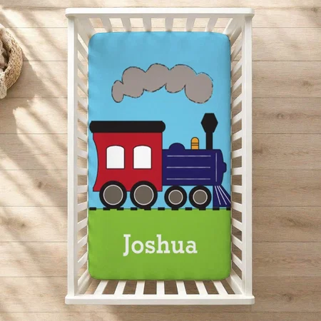 Boy's Choo Choo Train Customized Baby Cot Crib Bedsheet