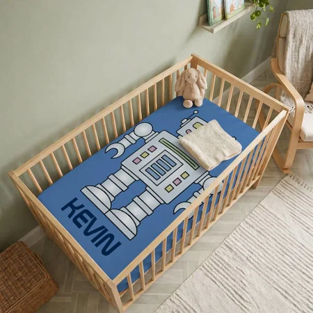 Toy Robot Customized Baby Cot Crib Bedsheet