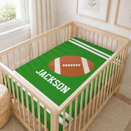 Football Themed Customized Baby Cot Crib Bedsheet
