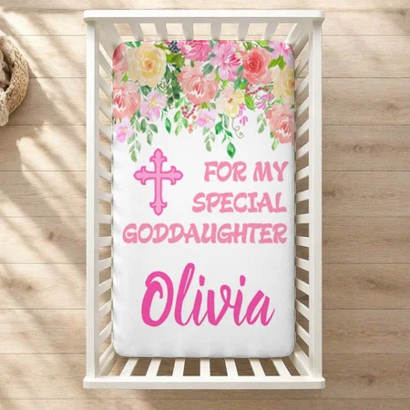 Goddaughter Gifts from Godmother Customized Baby Cot Crib Bedsheet
