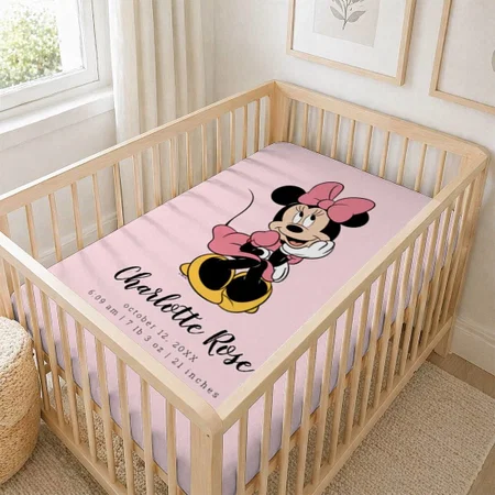 Cartoon Birth Stats Customized Baby Cot Crib Bedsheet