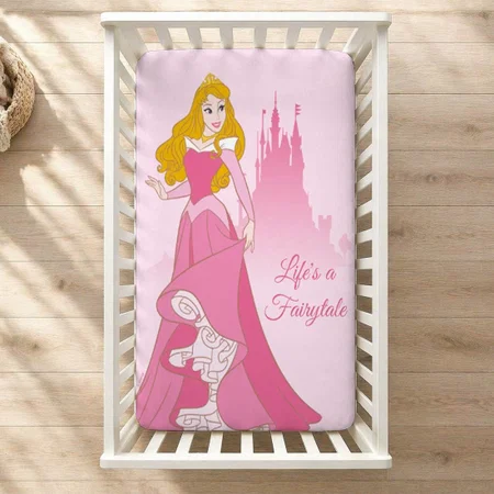 Princess & Castle Graphic  Customized Baby Cot Crib Bedsheet