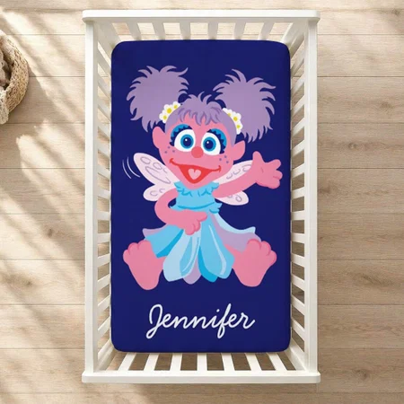 Cute Girl Cartoon With Name Customized Baby Cot Crib Bedsheet