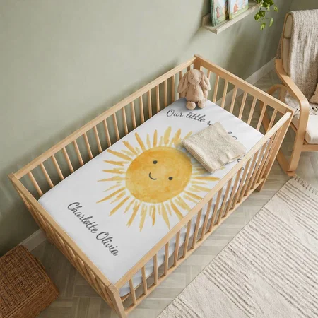 Our Little Ray Of Sunshine Customized Baby Cot Crib Bedsheet