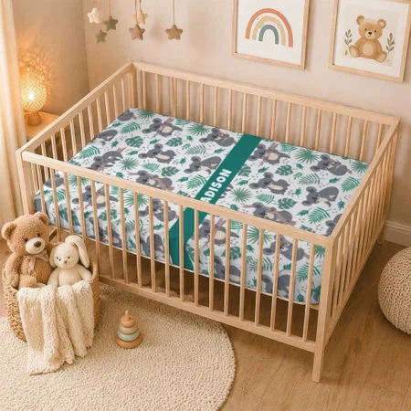 Cute Koalas Pattern Customized Baby Cot Crib Bedsheet