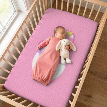 Mermaid Girl Princess Kids Sea Shell Cute Pink Customized Baby Cot Crib Bedsheet