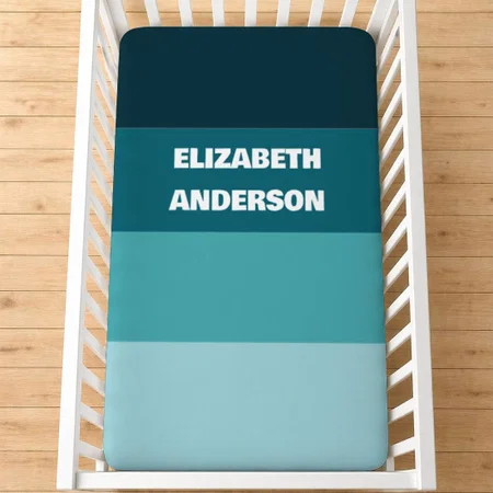 Colorblock Teal Horizontal Stripe Customized Baby Cot Crib Bedsheet