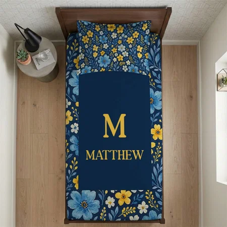 Classy Shabby Chic French Floral Art Pattern Customized Full Print Single Bed Bedsheet in Cotton Feel Fabric with Photo Print