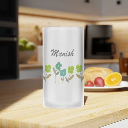 Modern Green Spring Floral Blooms with Name Customized Photo Printed Beer Mug
