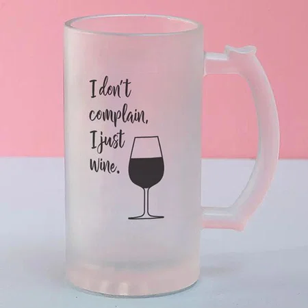 I Just Wine Black Customized Photo Printed Beer Mug