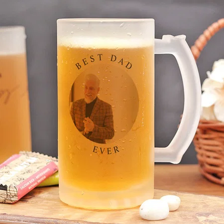 Modern Round Photo Best Dad Ever Customized Photo Printed Beer Mug