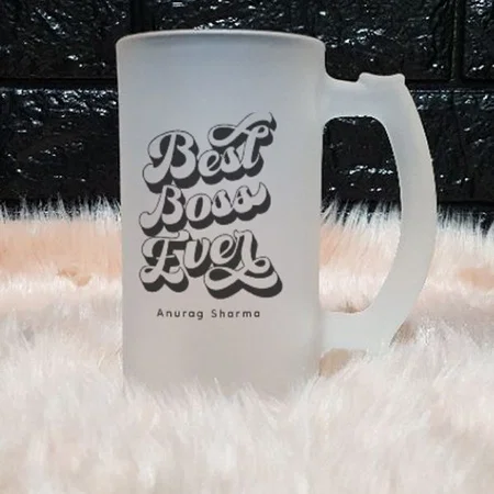 Best Boss Ever Monogram Customized Photo Printed Beer Mug