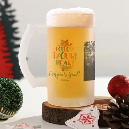 Graduation Follow Your Heart Photo Design Customized Photo Printed Beer Mug