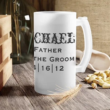 Father of the Groom Monogram Customized Photo Printed Beer Mug