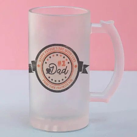 #1 DAD Vintage Label Design Customized Photo Printed Beer Mug