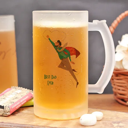 Superhero Fathers Day Design Customized Photo Printed Beer Mug