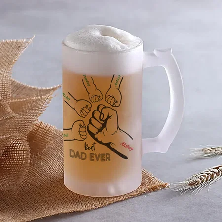 Best Dad Ever Hands Design Customized Photo Printed Beer Mug