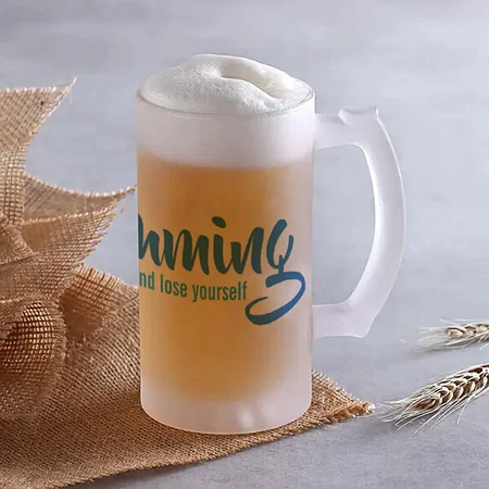 Swimming Typographic Monogram Design Customized Photo Printed Beer Mug