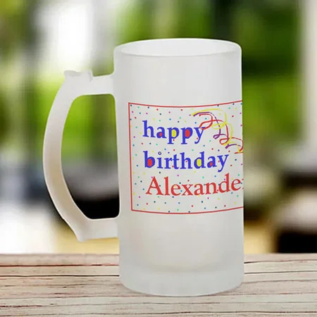 Colorful Happy Birthday Design Customized Photo Printed Beer Mug