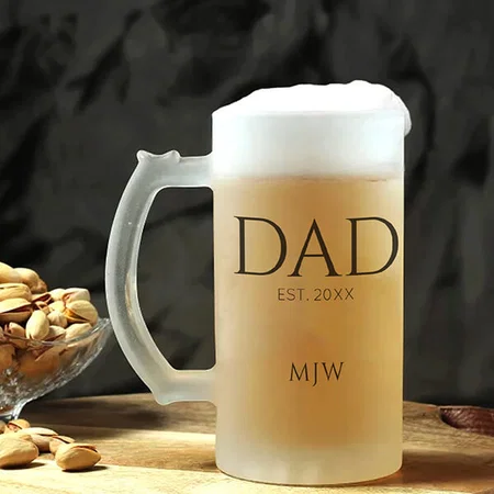 Dad Established Monogram Customized Photo Printed Beer Mug