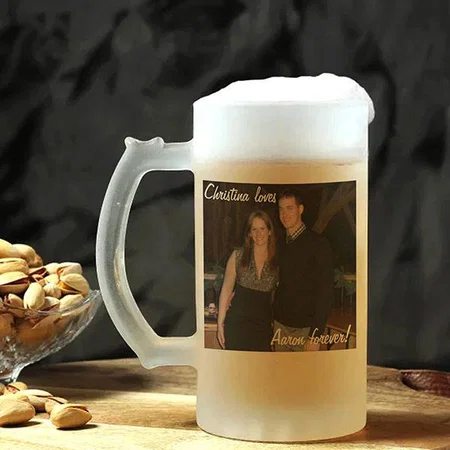 Modern Photo with Heart Design Customized Photo Printed Beer Mug