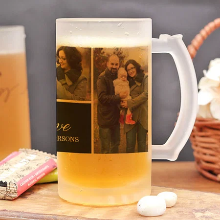 Monogram 4 Photo Collage Customized Photo Printed Beer Mug