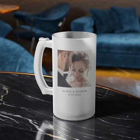 Two Photo Wedding Anniversary Customized Photo Printed Beer Mug