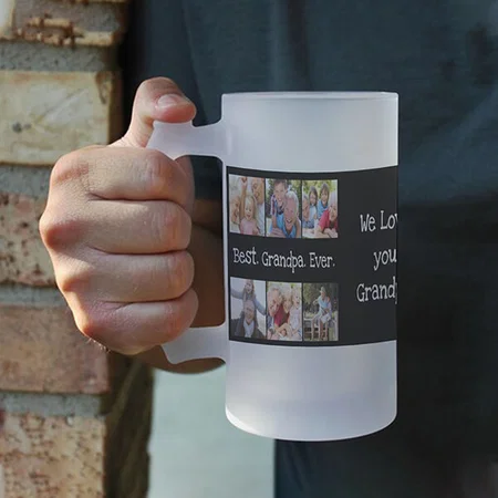 Fun Photo Collage Best Grandpa Ever Customized Photo Printed Beer Mug