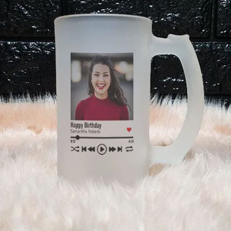 Trendy Name Happy Birthday Photo Customized Photo Printed Beer Mug