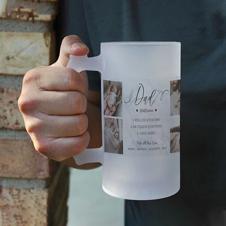 Dad Marble Photo Collage Design Customized Photo Printed Beer Mug